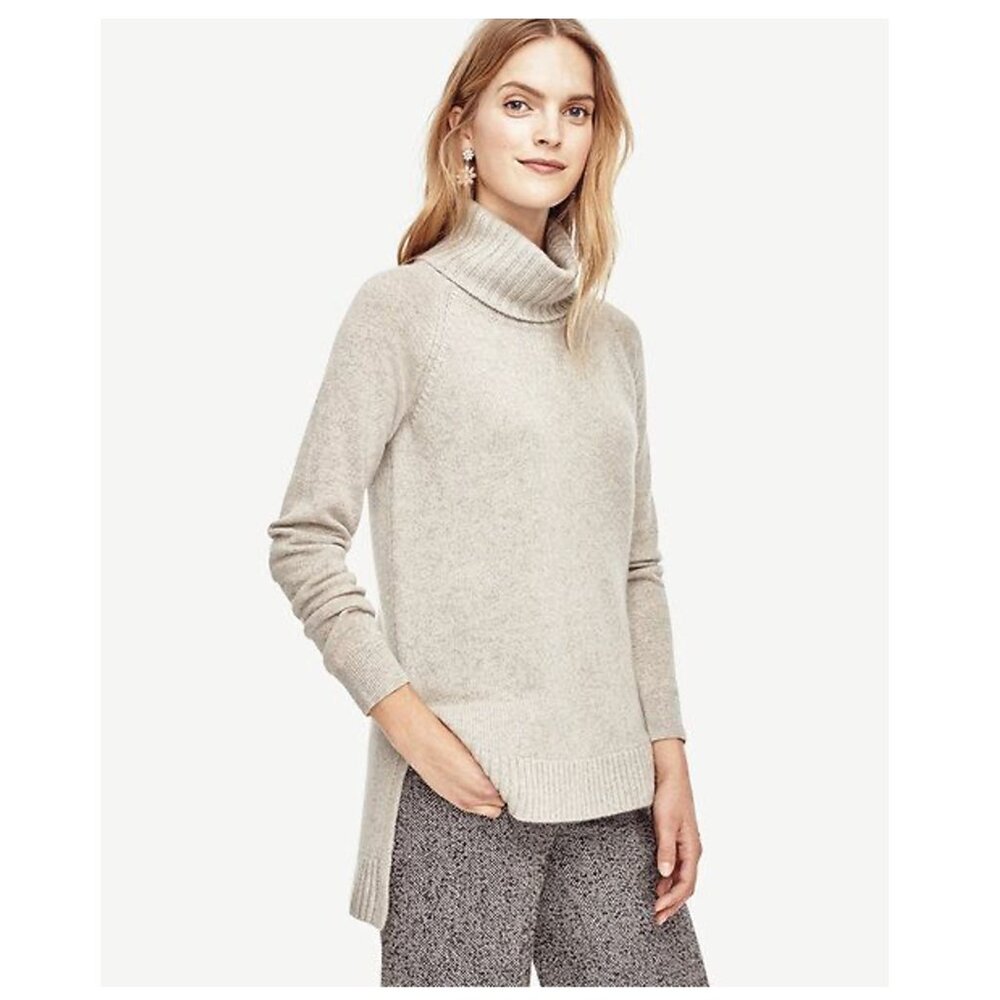 Ann Taylor | Gray Cashmere Turtleneck Tunic Sweater XS